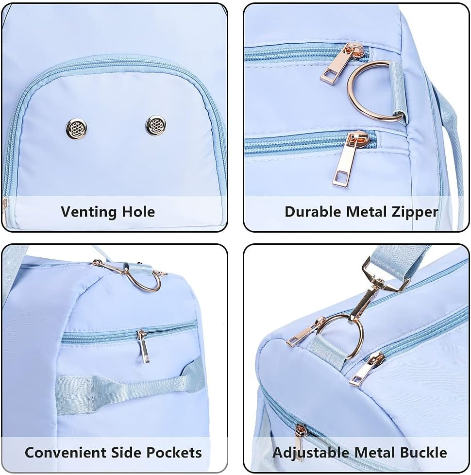 Gym Duffle Bag Dry Wet Separated Gym Bag Sport Duffle Bag Training Handbag Yoga Bag with Extra Drawstring Backpack for Man and Women (Blue-Upgrade) Large